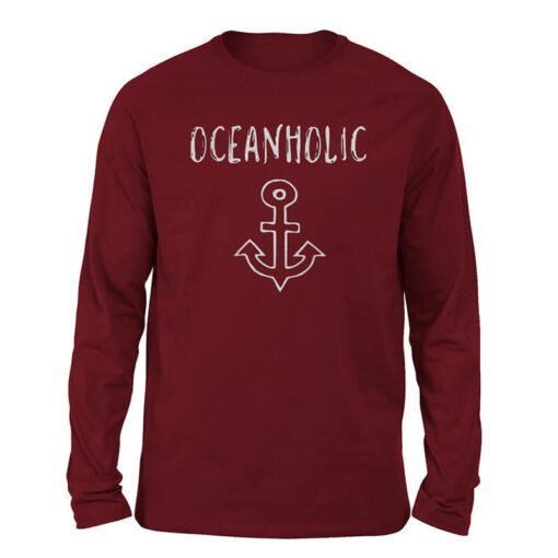 Oceanholic full sleeve maroon t-shirt