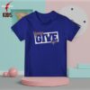 Never give up kids royal blue t-shirt