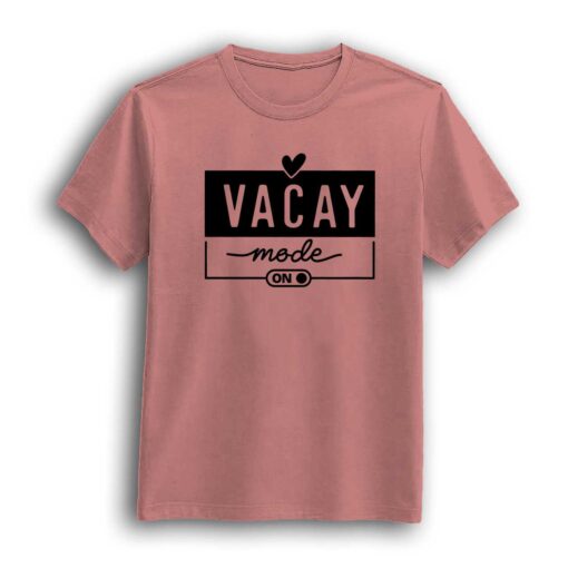 Vacay mode salmon pink half sleeve t-shirt