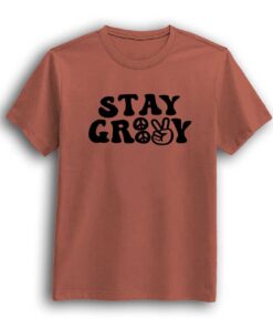 Stay groovy peach orange t-shirt