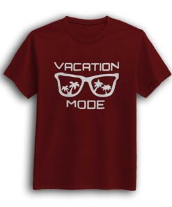 Vacation mode maroon half sleeve men t-shirt