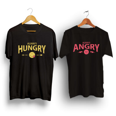 Angry hungry couple t-shirt black color