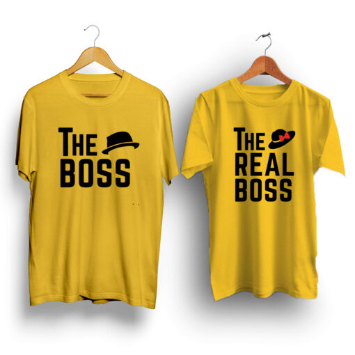 Boss real boss yellow half sleeve couple t-shirt