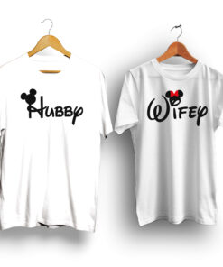 hubby wife white half sleeve couple t-shirt