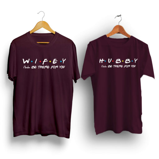 Hubby wify friends theme purple couple t-shirt