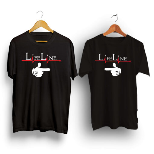 Lifeline couple t-shirt black color