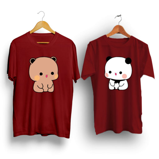 peach and gomma maroon couple t-shirt