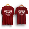 Vacation mode maroon couple t-shirt