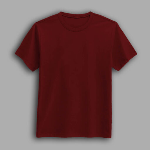 Maroon color round neck half sleeve t-shirt