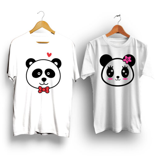 Mr & Mrs Panda white half sleeve couple t-shirt