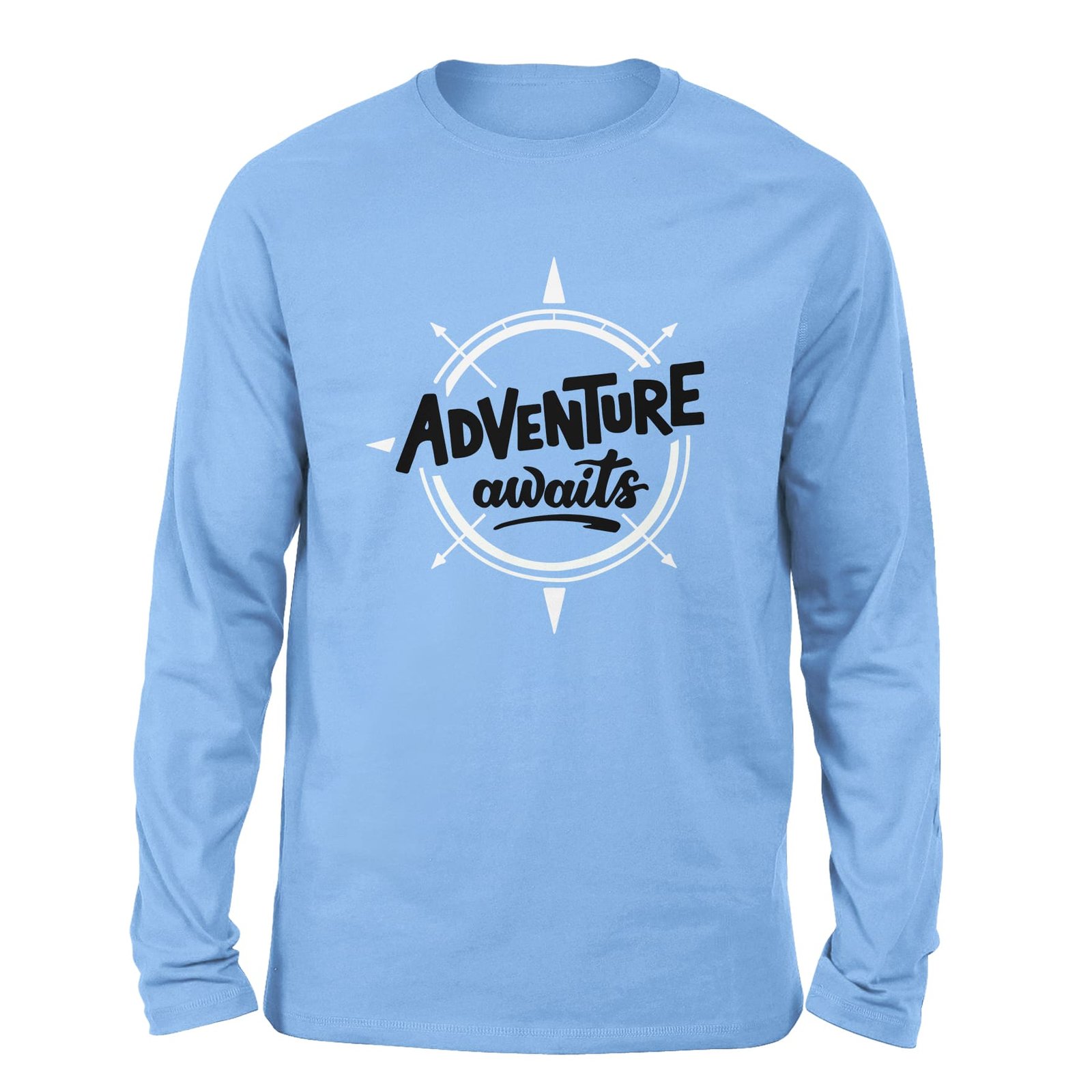 Adventure Awaits Sky blue color full sleeve t-shirt