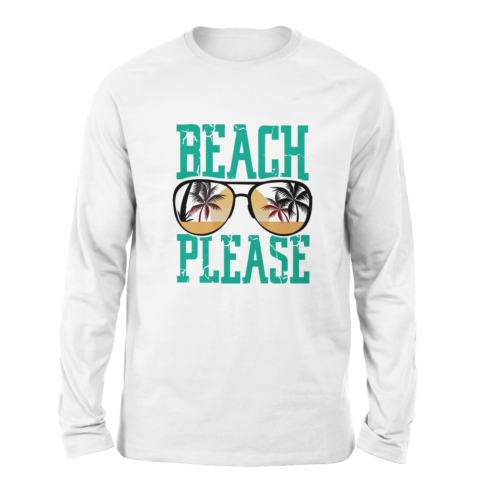 Beach Please white color long sleeve t-shirt