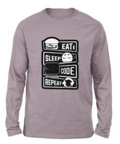 Eat Sleep Code Repeat Gray Lilac Full Sleeve t-shirt