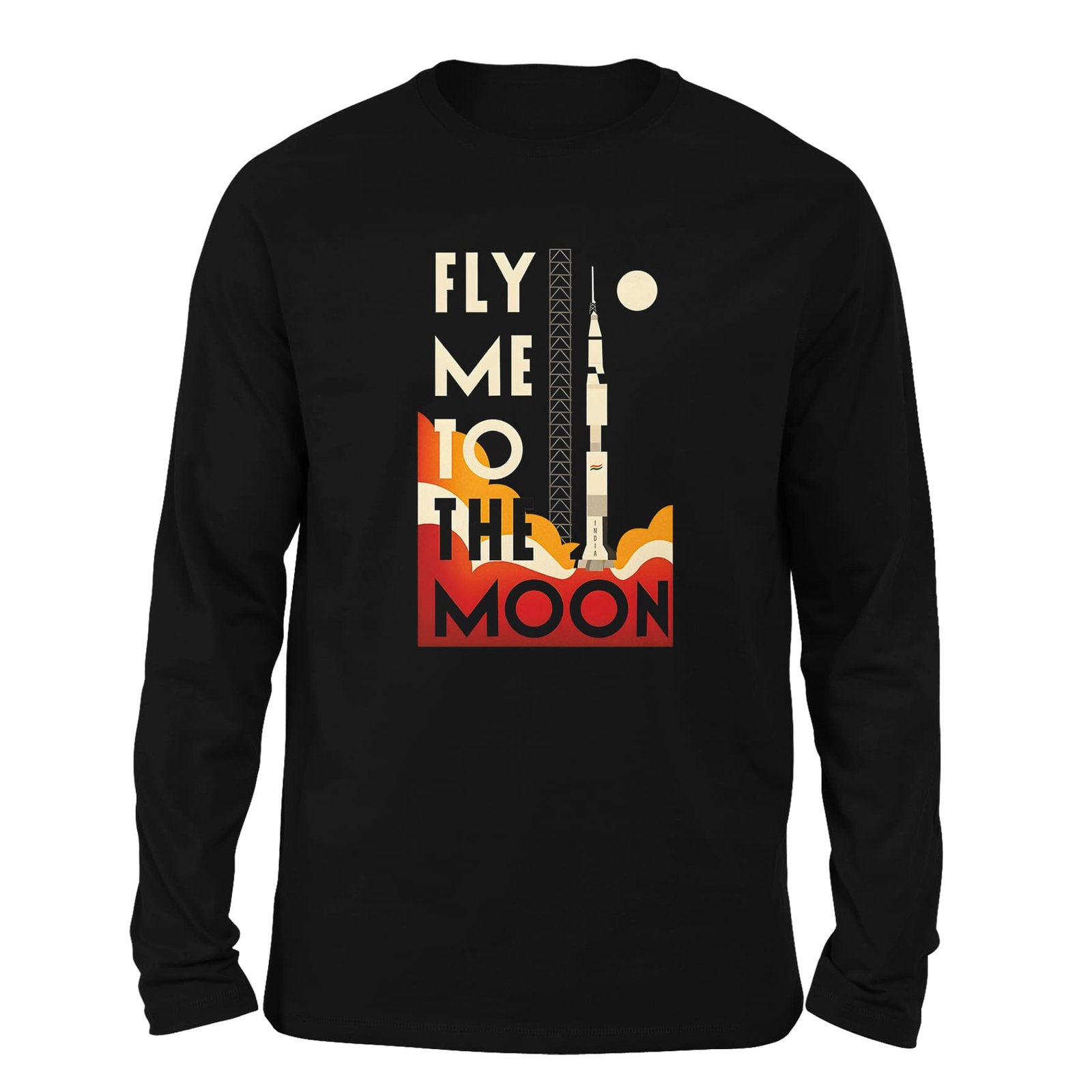 Fly me to the Moon Black color full sleeve t-shirt