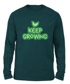 Keep Growing full sleeve petrol blue t-shirt