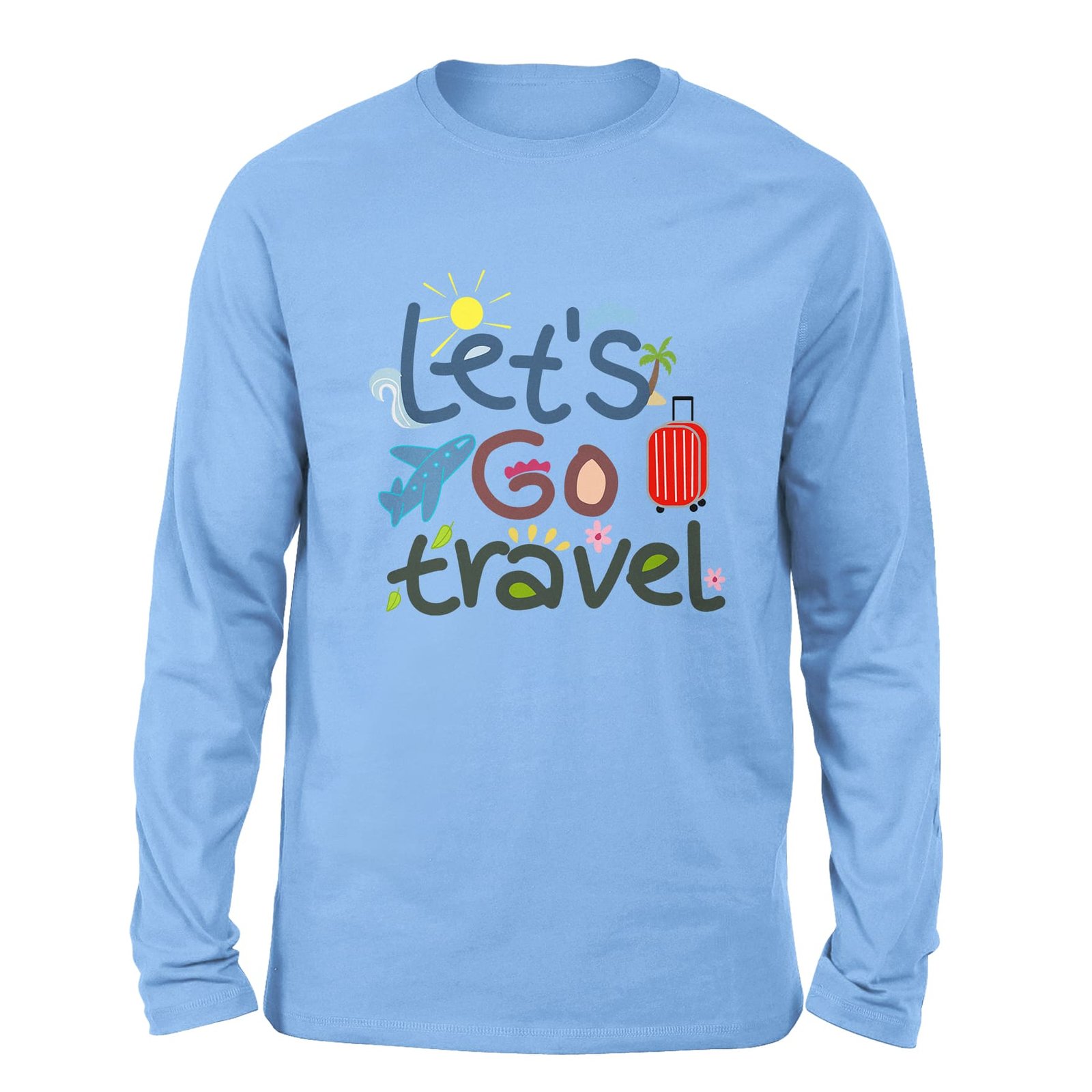 Let's go travel Sky blue color full sleeve t-shirt