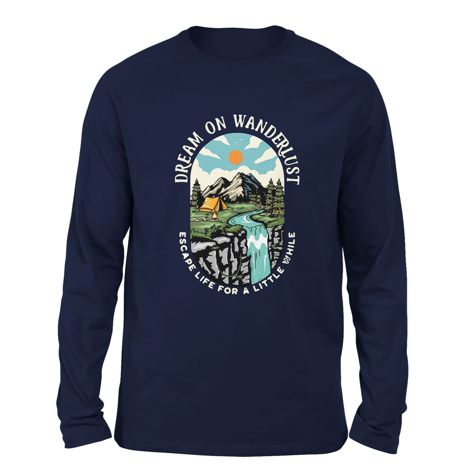 Dream On Wanderlust Navy Blue color full sleeve t-shirt