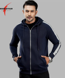 Winter Premium Navy full stripe Hoodie